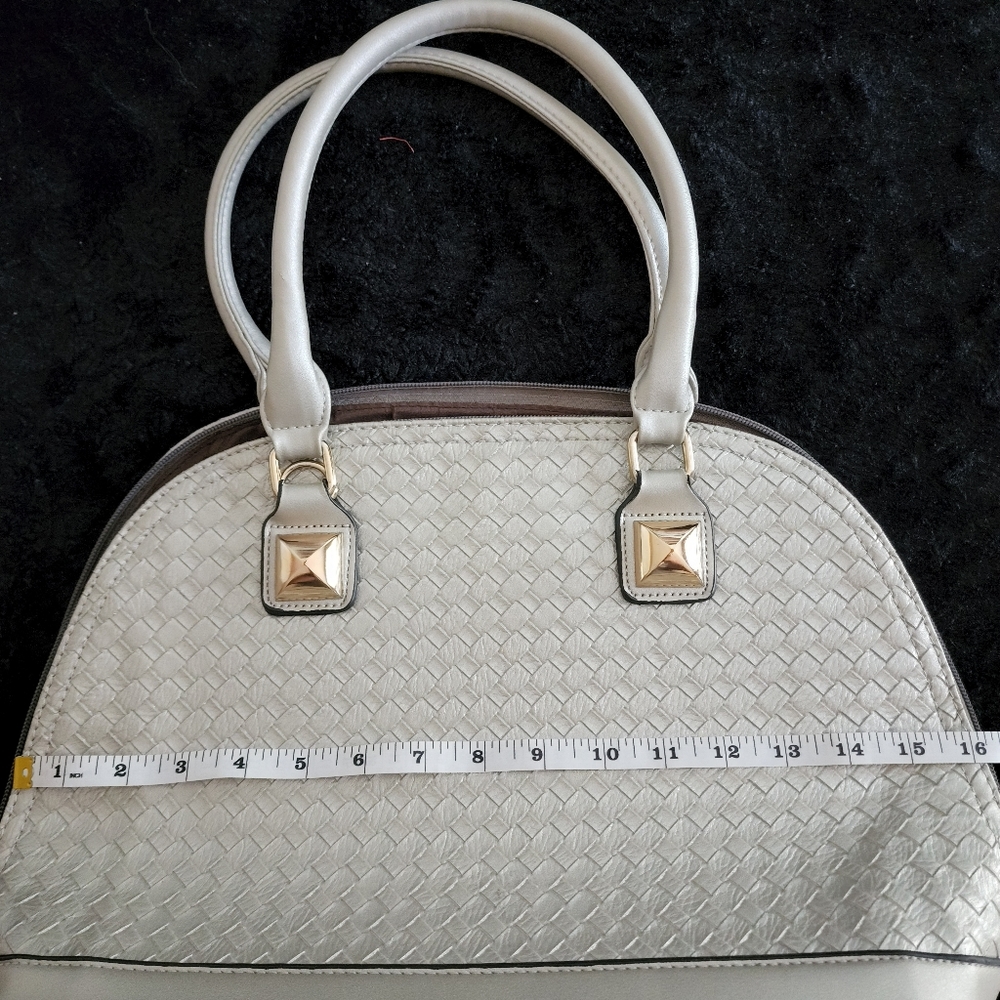 Satchel Silver with gold accents and brown interior purse - Picture 2 of 4